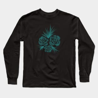 Mint watercolor roses with leaves Long Sleeve T-Shirt